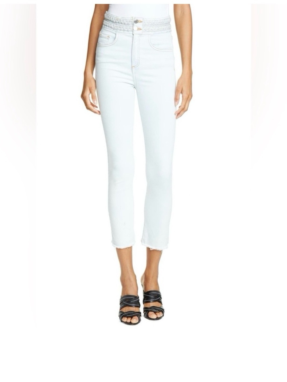 Veronica Beard midwash (grotto) High-Rise Skinny Jeans with Braided Waist